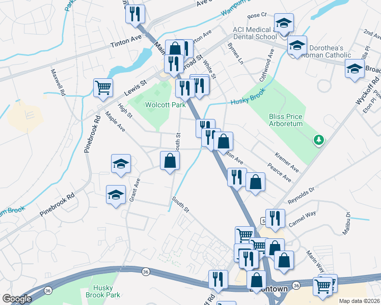 map of restaurants, bars, coffee shops, grocery stores, and more near 84 Clinton Avenue in Eatontown