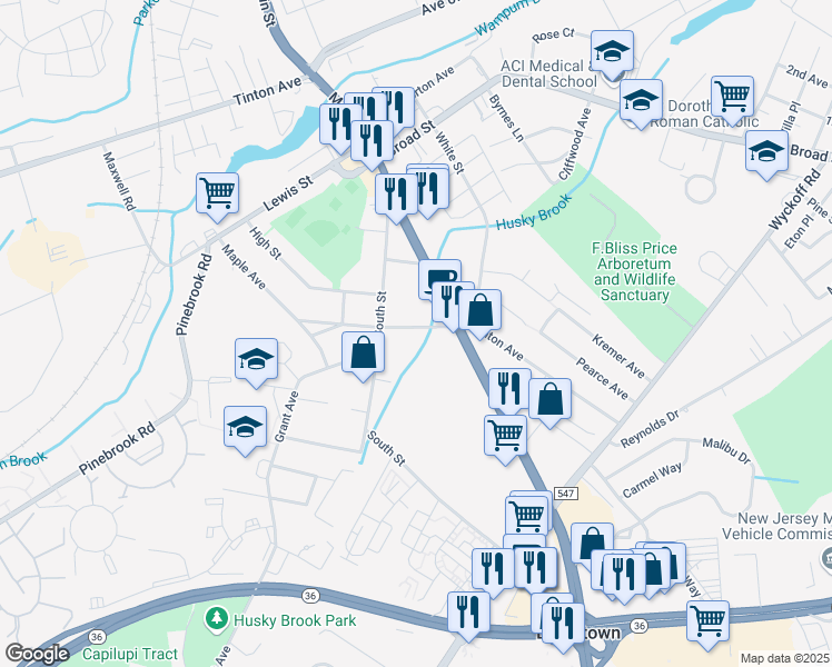 map of restaurants, bars, coffee shops, grocery stores, and more near 84 Clinton Avenue in Eatontown