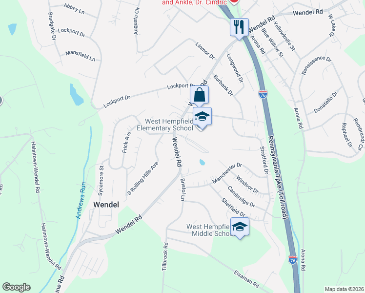 map of restaurants, bars, coffee shops, grocery stores, and more near 429 Wendel Road in Irwin
