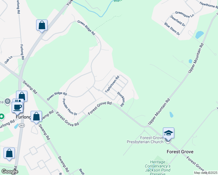 map of restaurants, bars, coffee shops, grocery stores, and more near 3816 Taylortown Road in Furlong