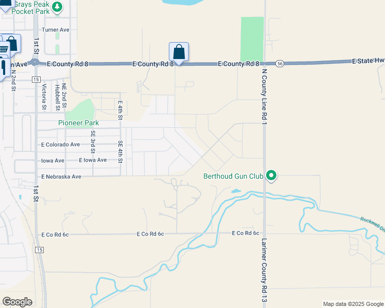 map of restaurants, bars, coffee shops, grocery stores, and more near 301 Dorothy Drive in Berthoud