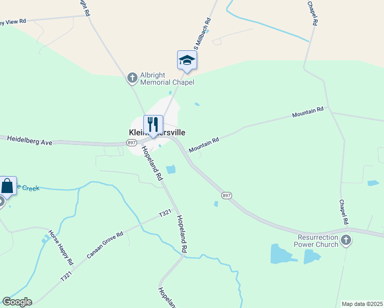 map of restaurants, bars, coffee shops, grocery stores, and more near 2750 Heidelberg Avenue in Newmanstown