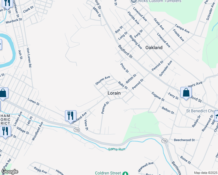 map of restaurants, bars, coffee shops, grocery stores, and more near 204 Blue Diamond Street in Johnstown