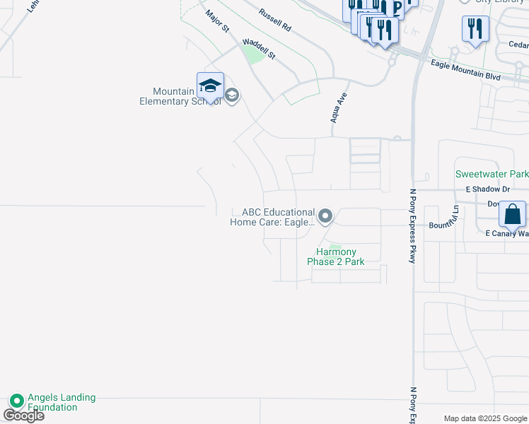 map of restaurants, bars, coffee shops, grocery stores, and more near 3508 North Browning Street in Eagle Mountain