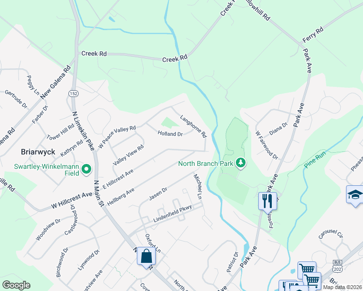 map of restaurants, bars, coffee shops, grocery stores, and more near 82 East Hillcrest Avenue in Chalfont