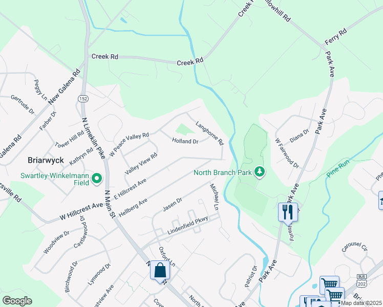 map of restaurants, bars, coffee shops, grocery stores, and more near 82 East Hillcrest Avenue in Chalfont