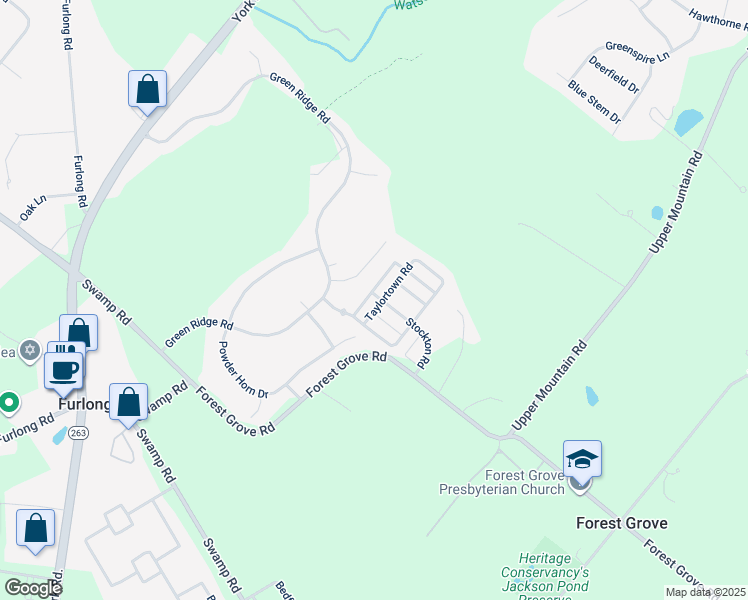 map of restaurants, bars, coffee shops, grocery stores, and more near 3816 Taylortown Road in Furlong