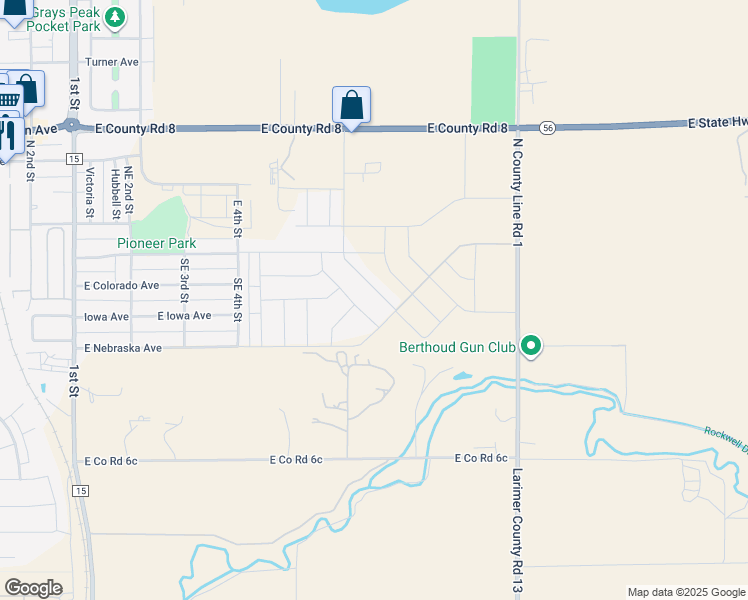 map of restaurants, bars, coffee shops, grocery stores, and more near 301 Dorothy Drive in Berthoud