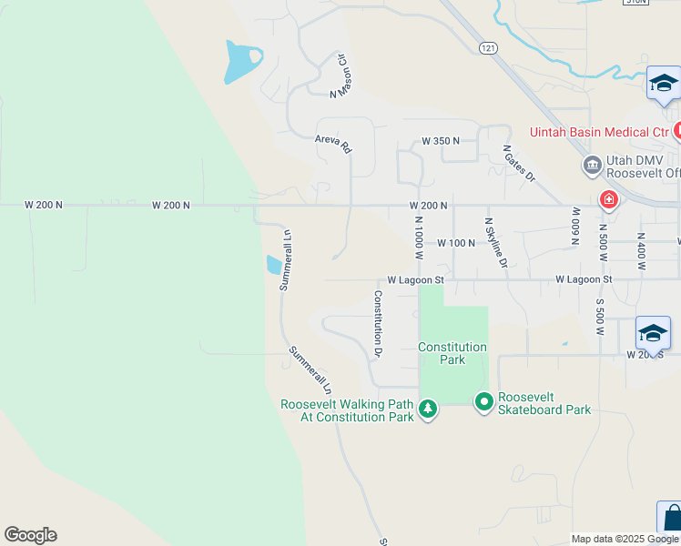 map of restaurants, bars, coffee shops, grocery stores, and more near 1086 West Lagoon Street in Roosevelt