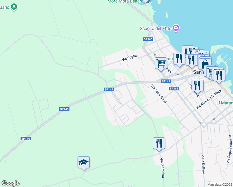 map of restaurants, bars, coffee shops, grocery stores, and more near SP145 in San Foca