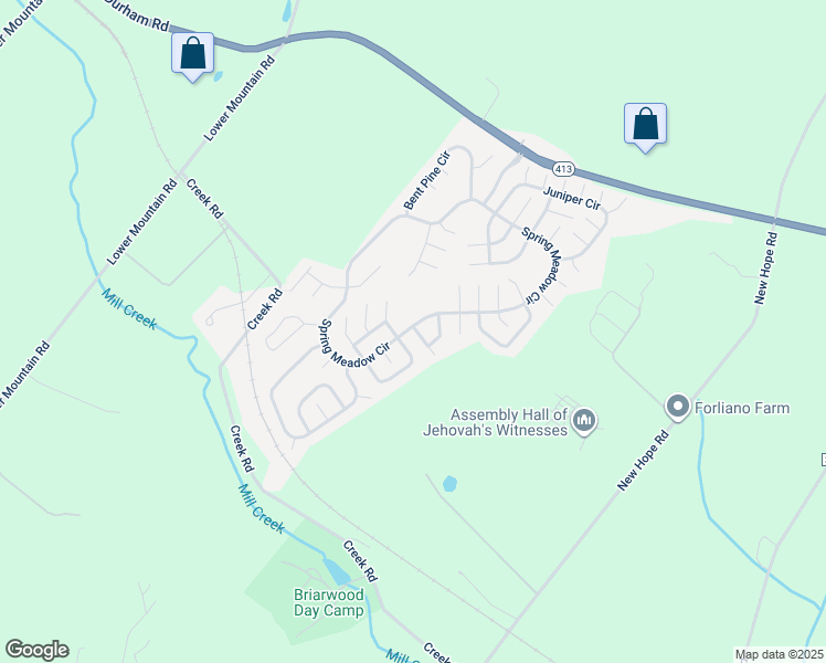map of restaurants, bars, coffee shops, grocery stores, and more near 220 Dove Court in New Hope