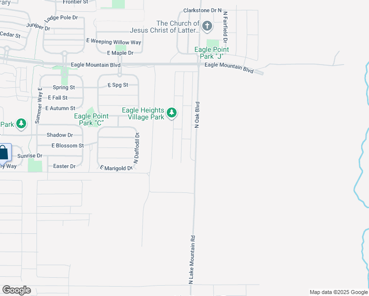 map of restaurants, bars, coffee shops, grocery stores, and more near 3614 North Oak Boulevard in Eagle Mountain