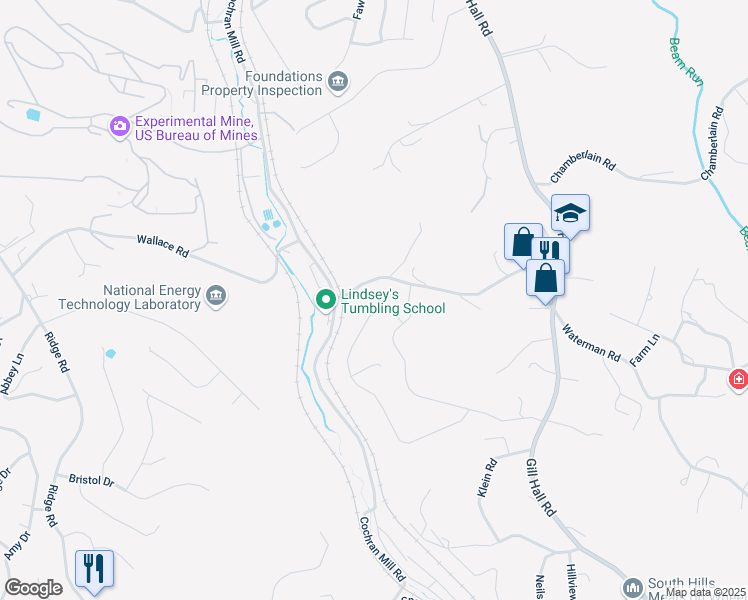 map of restaurants, bars, coffee shops, grocery stores, and more near 385 Greene Drive in Clairton