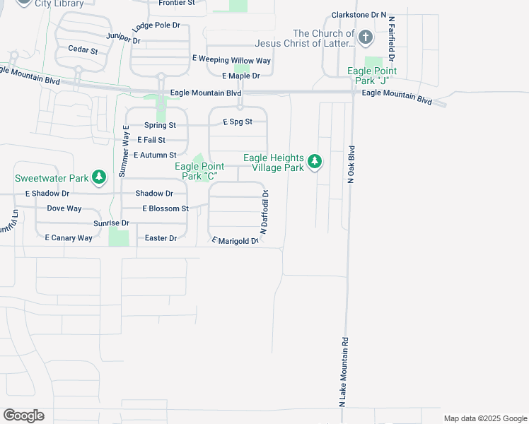 map of restaurants, bars, coffee shops, grocery stores, and more near North Daffodil Drive in Eagle Mountain