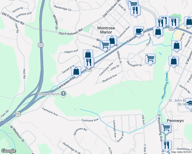 map of restaurants, bars, coffee shops, grocery stores, and more near 100 Fayne Street in Reading
