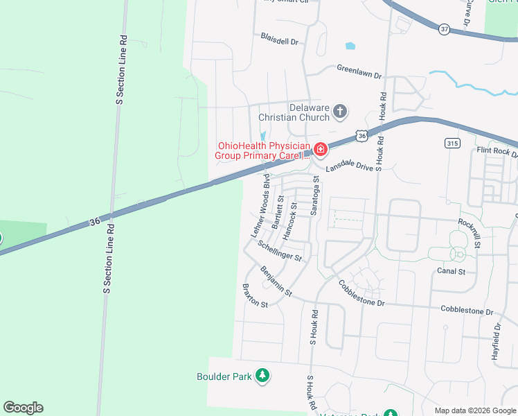 map of restaurants, bars, coffee shops, grocery stores, and more near 678 Lehner Woods Boulevard in Delaware