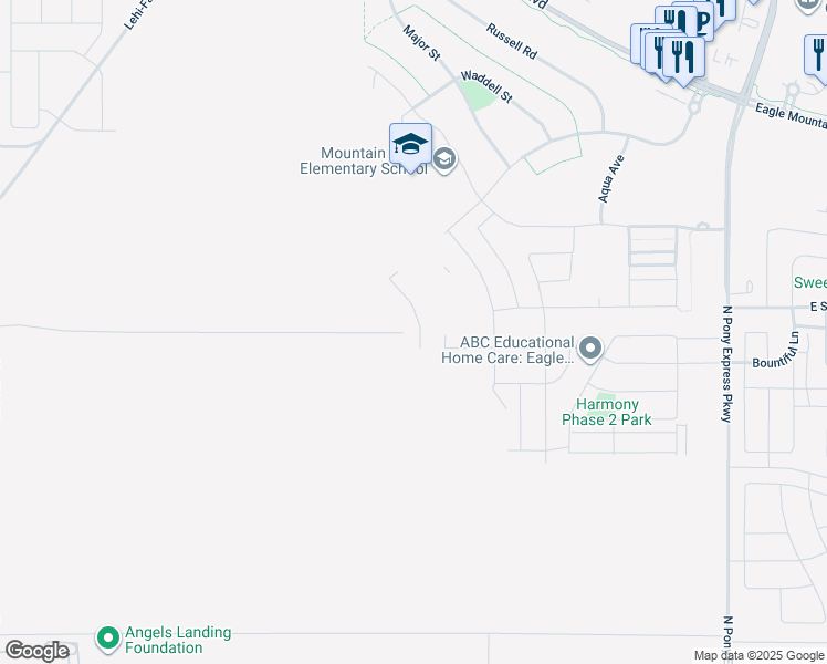 map of restaurants, bars, coffee shops, grocery stores, and more near 3625 North Nathan Street in Eagle Mountain