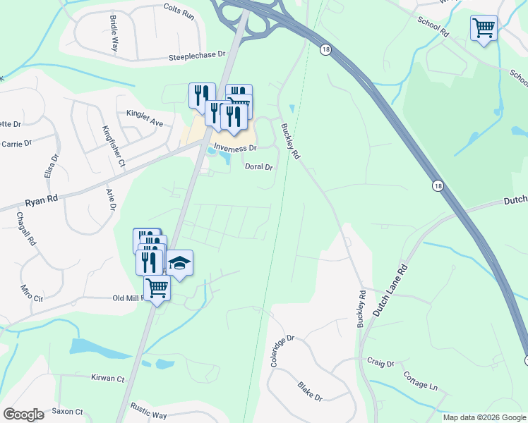 map of restaurants, bars, coffee shops, grocery stores, and more near 24 Pecan Valley Drive in Marlboro