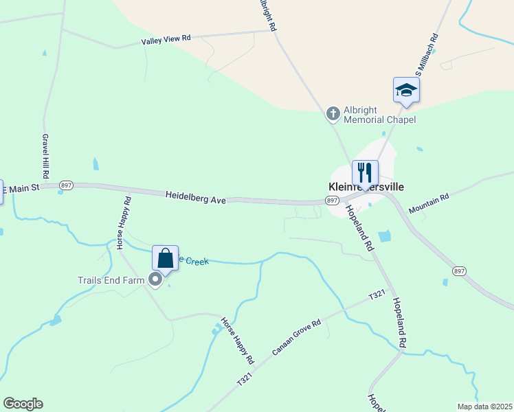 map of restaurants, bars, coffee shops, grocery stores, and more near 2463 Heidelberg Avenue in Newmanstown