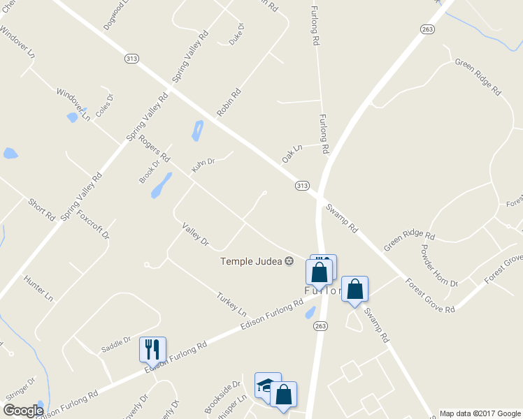 map of restaurants, bars, coffee shops, grocery stores, and more near 3 Old Nursery Road in Furlong