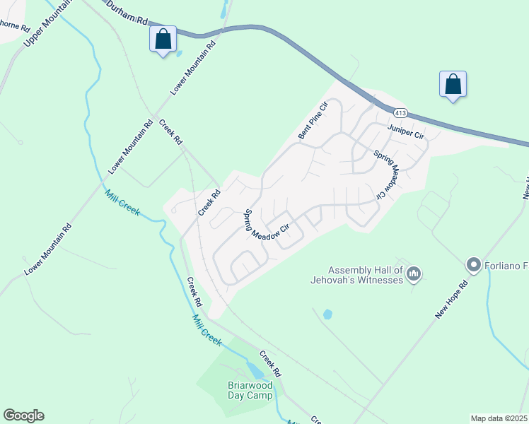 map of restaurants, bars, coffee shops, grocery stores, and more near 389 Thrush Court West in New Hope