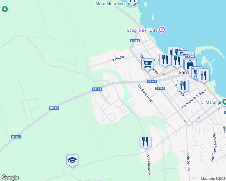 map of restaurants, bars, coffee shops, grocery stores, and more near 120 SP145 in San Foca