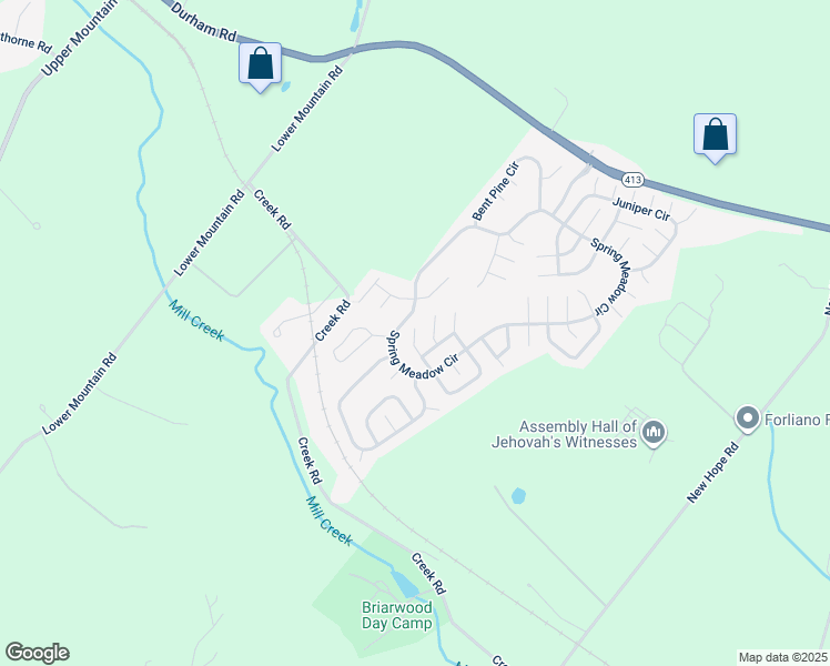 map of restaurants, bars, coffee shops, grocery stores, and more near 393 Thrush Court West in New Hope