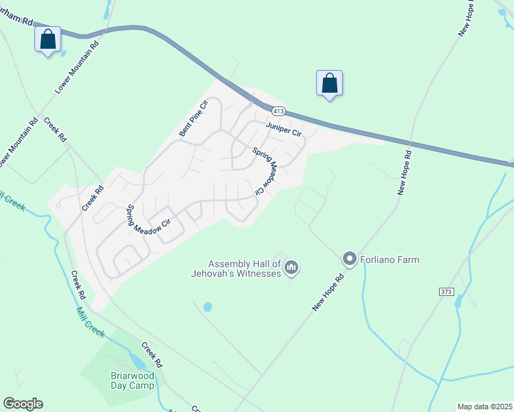 map of restaurants, bars, coffee shops, grocery stores, and more near 181 Grouse Cir in New Hope