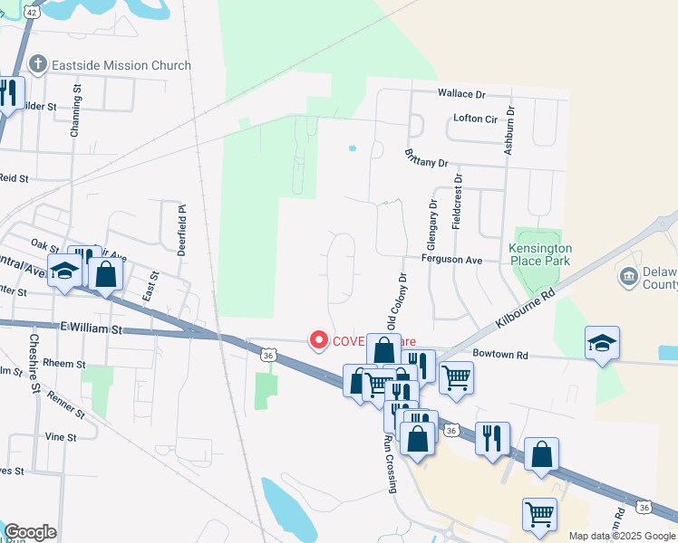 map of restaurants, bars, coffee shops, grocery stores, and more near 88 Village Gate Boulevard in Delaware