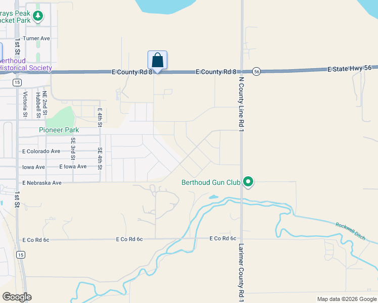 map of restaurants, bars, coffee shops, grocery stores, and more near 301 Dorothy Drive in Berthoud