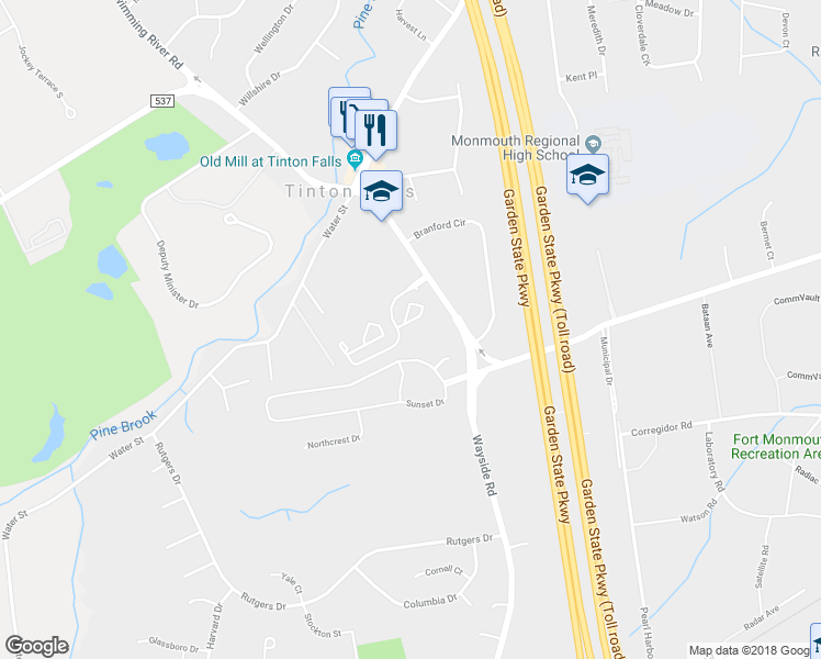 map of restaurants, bars, coffee shops, grocery stores, and more near 29 Spring Court in Eatontown
