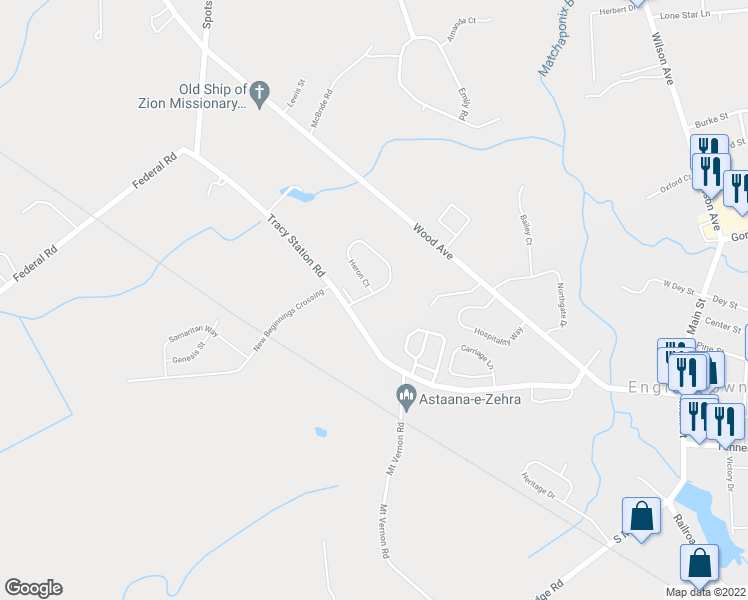 map of restaurants, bars, coffee shops, grocery stores, and more near 21 Heron Court in Manalapan Township
