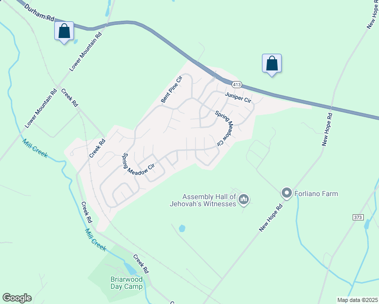 map of restaurants, bars, coffee shops, grocery stores, and more near 191 Cardinal Court South in New Hope