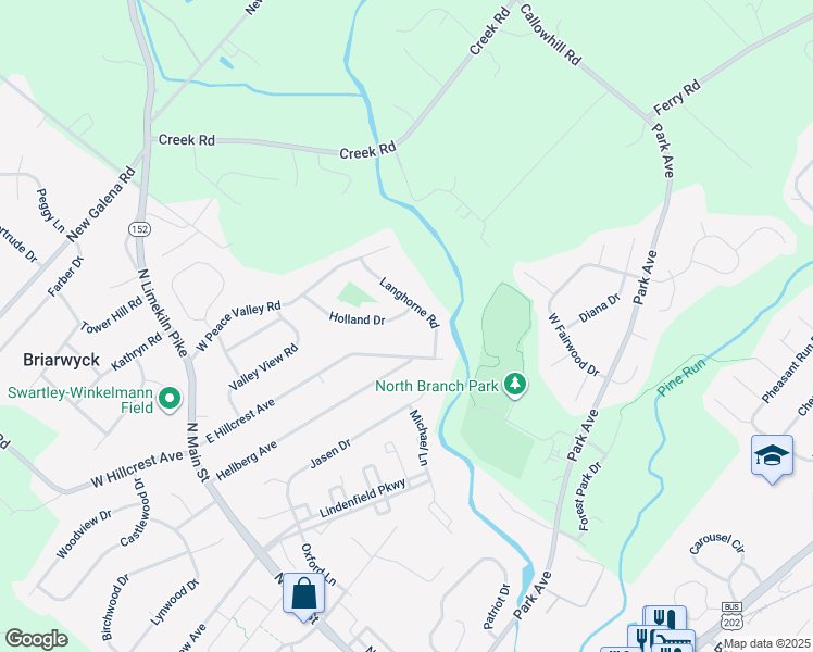map of restaurants, bars, coffee shops, grocery stores, and more near 48 Holland Drive in Chalfont