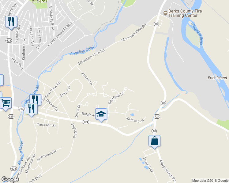 map of restaurants, bars, coffee shops, grocery stores, and more near 25 White Pine Gulch in Reading