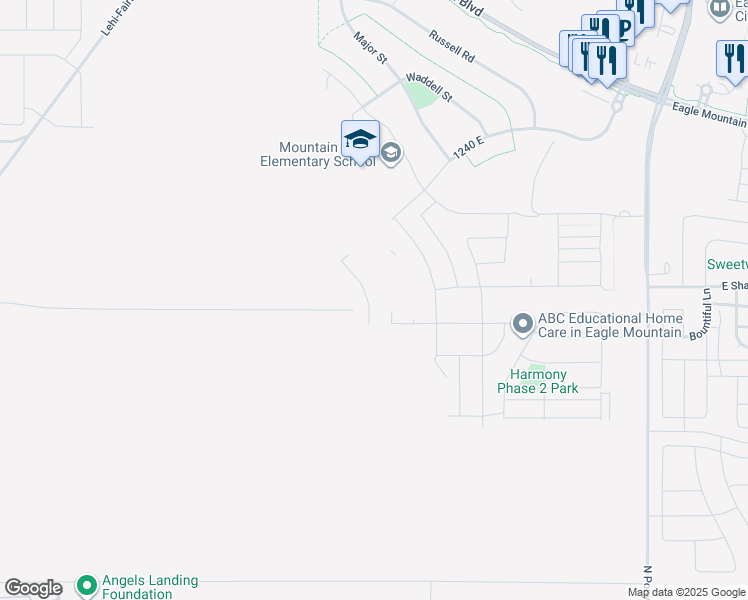 map of restaurants, bars, coffee shops, grocery stores, and more near 3642 North Nathan Street in Eagle Mountain