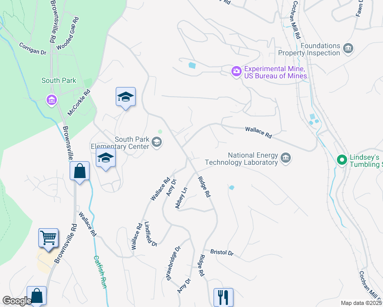 map of restaurants, bars, coffee shops, grocery stores, and more near 2351 Ridge Rd in South Park Township