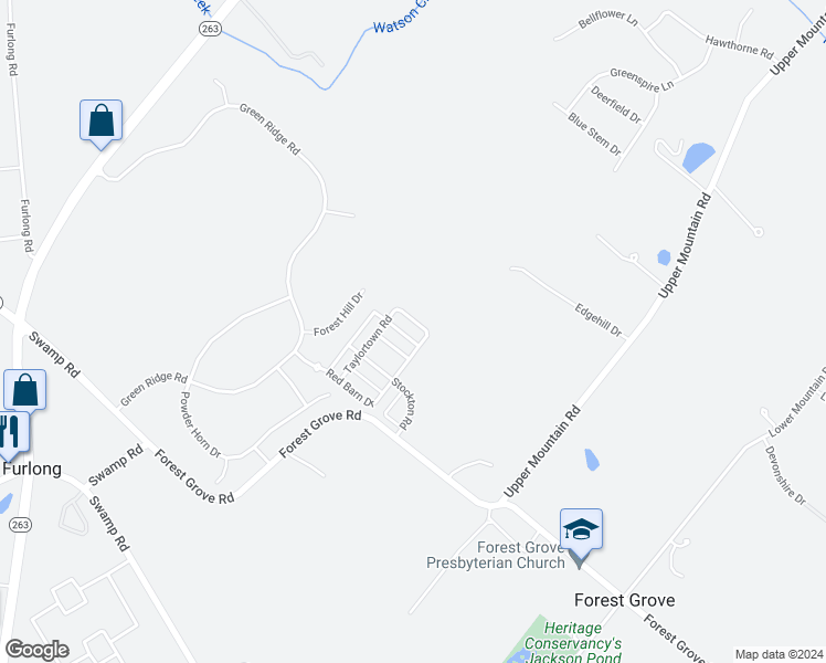 map of restaurants, bars, coffee shops, grocery stores, and more near 3847 Springtown Road in Furlong