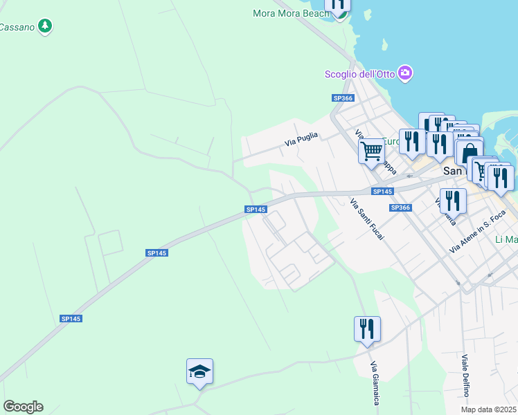 map of restaurants, bars, coffee shops, grocery stores, and more near SP145 in San Foca