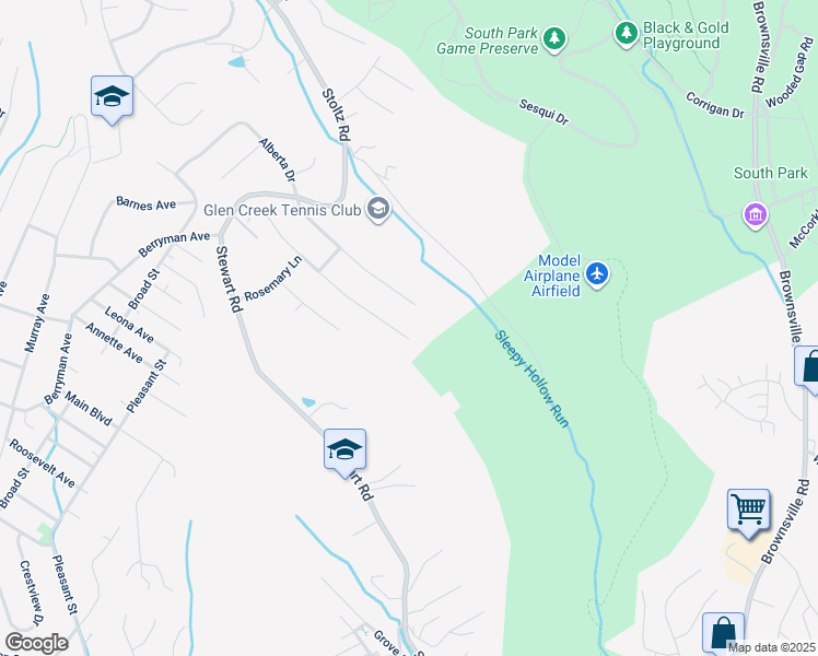 map of restaurants, bars, coffee shops, grocery stores, and more near 1054 Westchester Rd in South Park Township
