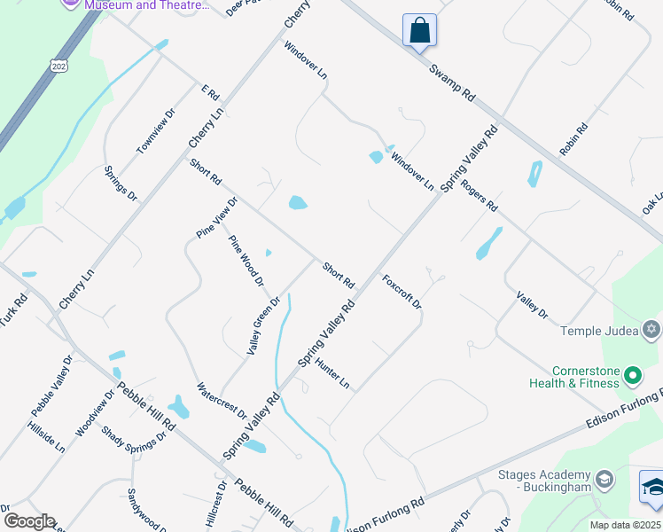 map of restaurants, bars, coffee shops, grocery stores, and more near 165 Short Road in Doylestown