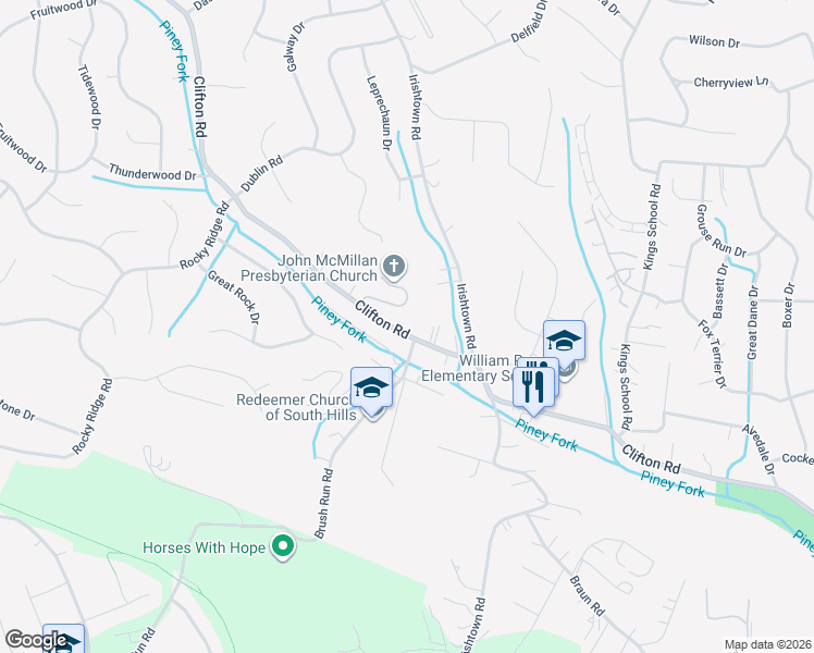 map of restaurants, bars, coffee shops, grocery stores, and more near 901 Clifton Road in Bethel Park