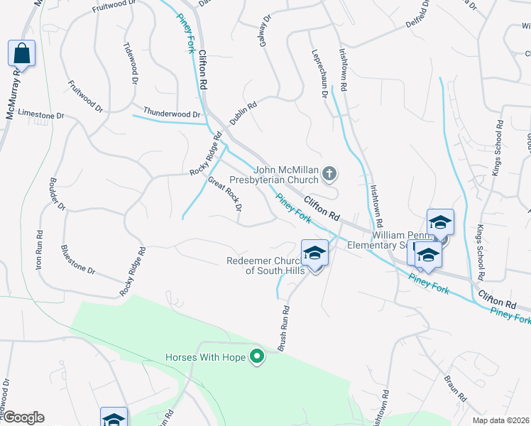 map of restaurants, bars, coffee shops, grocery stores, and more near 820 Greenhaven Drive in Bethel Park