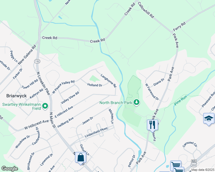 map of restaurants, bars, coffee shops, grocery stores, and more near 48 Holland Drive in Chalfont