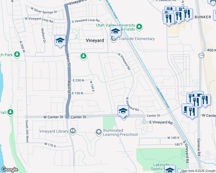 map of restaurants, bars, coffee shops, grocery stores, and more near 306 East 210 North in Orem