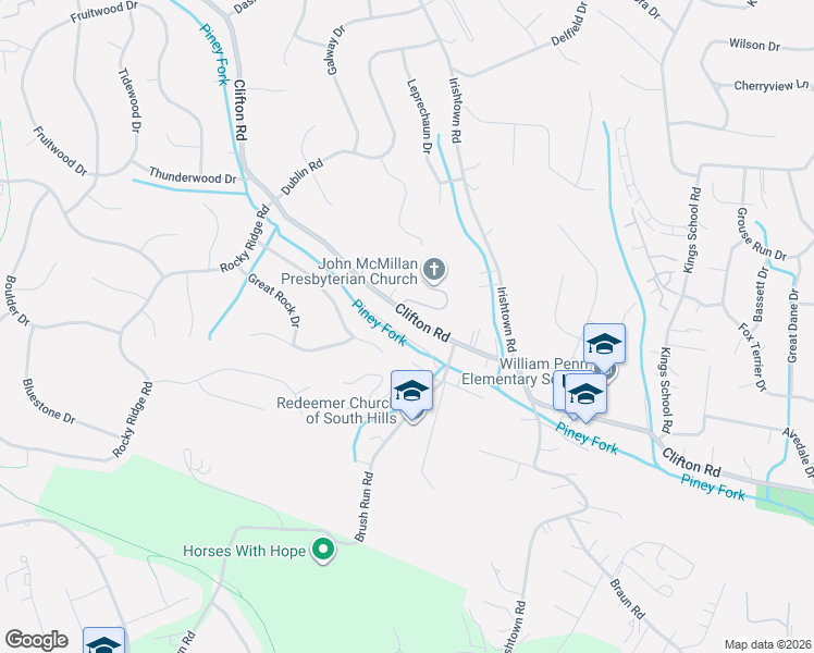 map of restaurants, bars, coffee shops, grocery stores, and more near 878 Clifton Road in Bethel Park