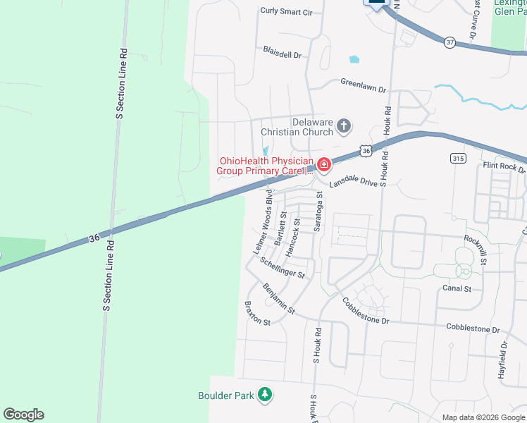 map of restaurants, bars, coffee shops, grocery stores, and more near 678 Lehner Woods Boulevard in Delaware