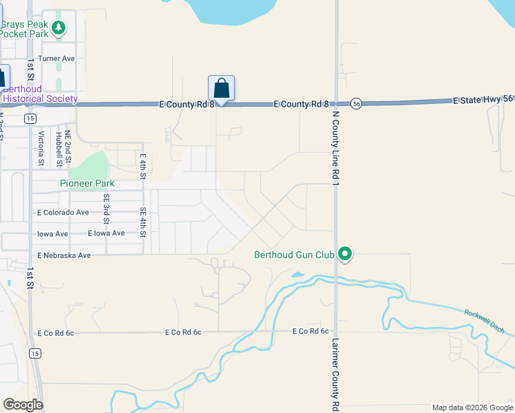 map of restaurants, bars, coffee shops, grocery stores, and more near 301 Dorothy Drive in Berthoud