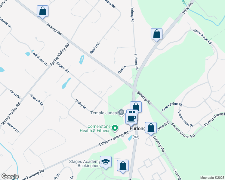 map of restaurants, bars, coffee shops, grocery stores, and more near 5 Old Nursery Road in Furlong