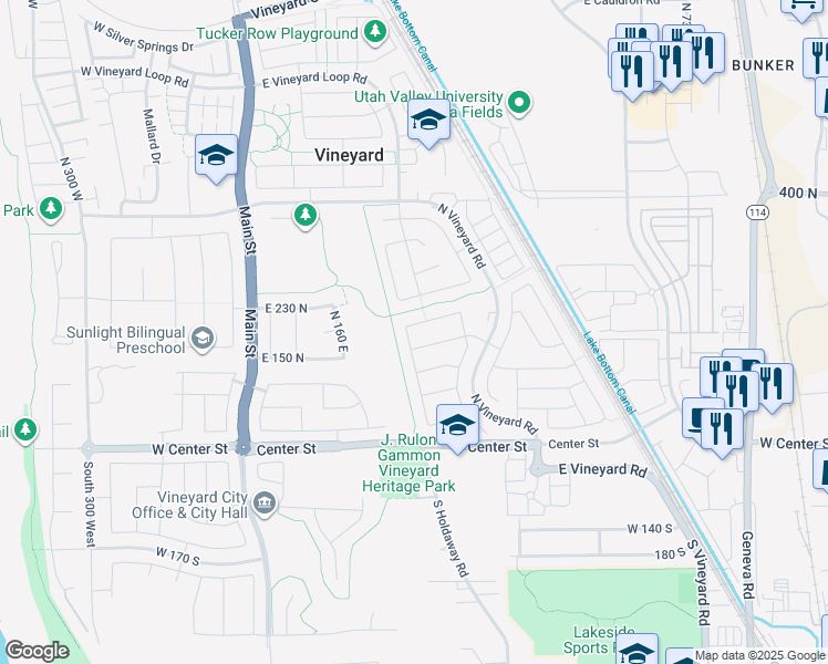 map of restaurants, bars, coffee shops, grocery stores, and more near 306 East 210 North in Orem